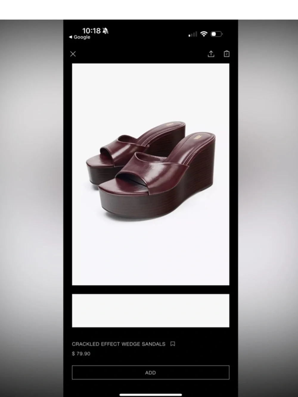 Zara Maroon Open-Toe Platform Wedge Sandal